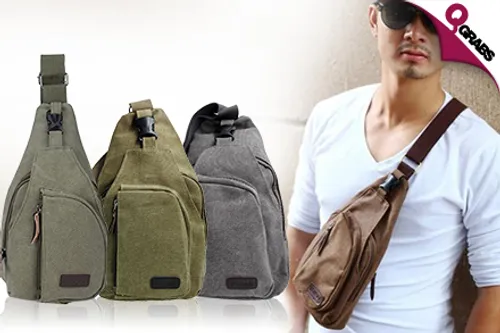 From QR45, Be Rugged with Canvas Cross-Body Sling Shoulder Bags - Choose from 4 Natural Colors! (Up to QR138 Value)